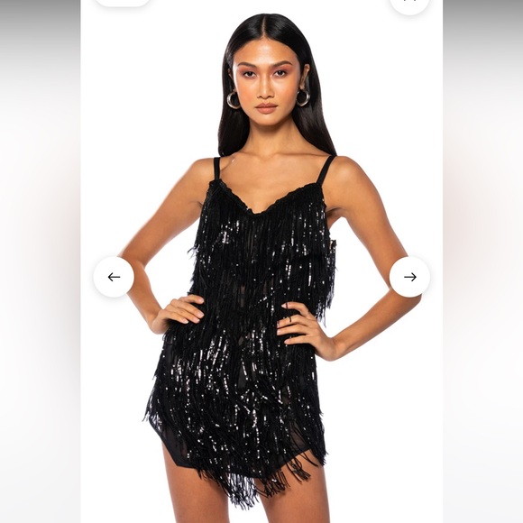 AKIRA Dresses & Skirts - Fringe sequin mini dress